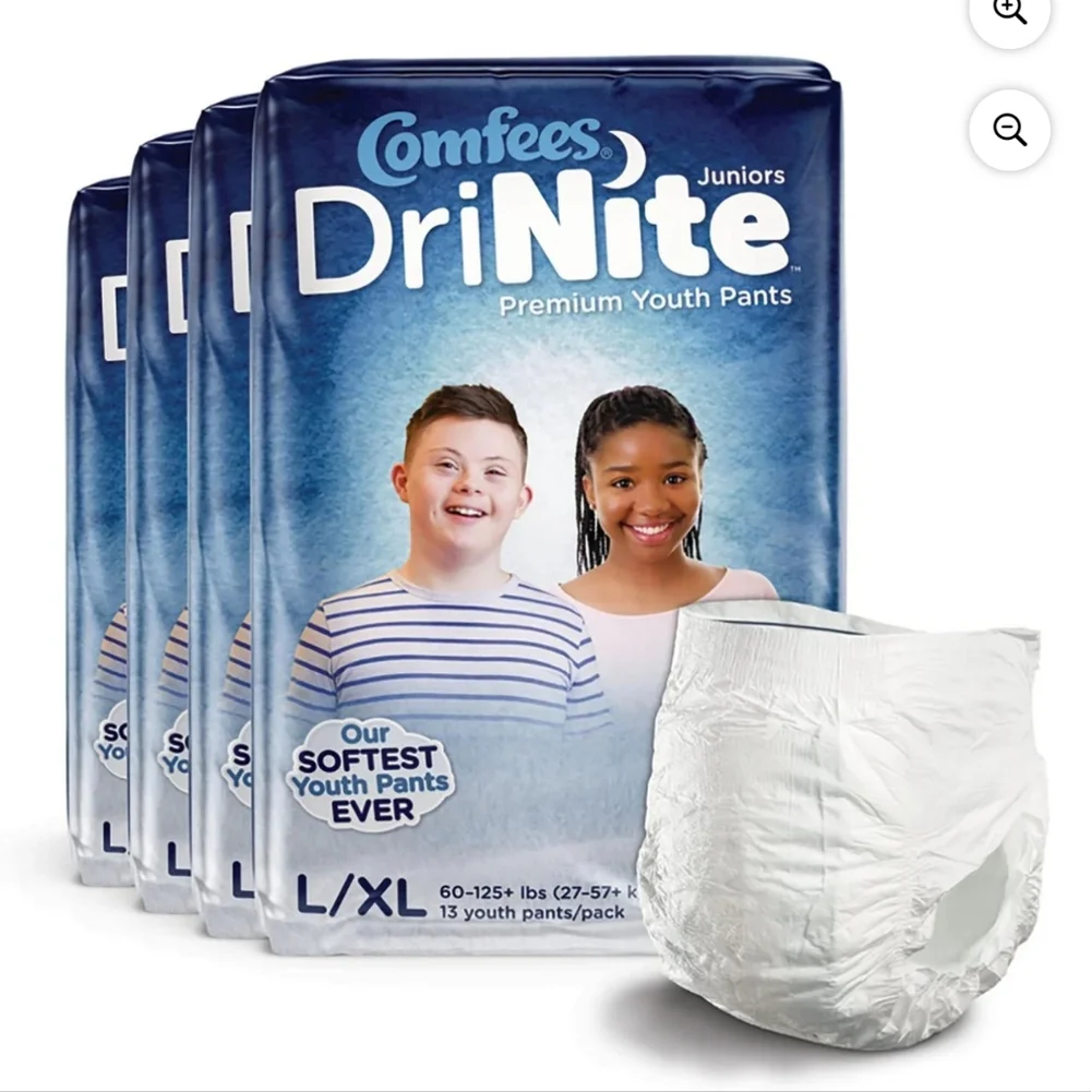 4 Pack 13 (C) Comfees DriNite Juniors Youth Absorbent Underwear Large / X-L